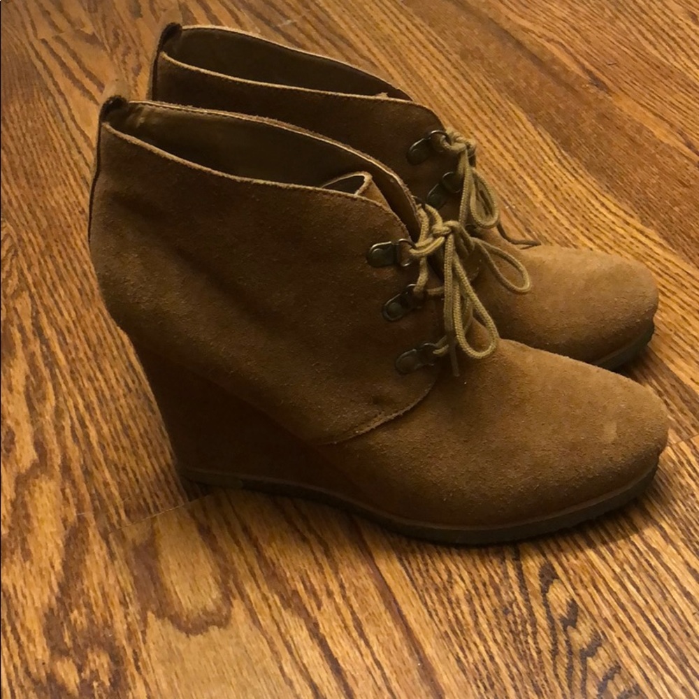 Brown Suede Steve Madden Wedge Heel Bootie